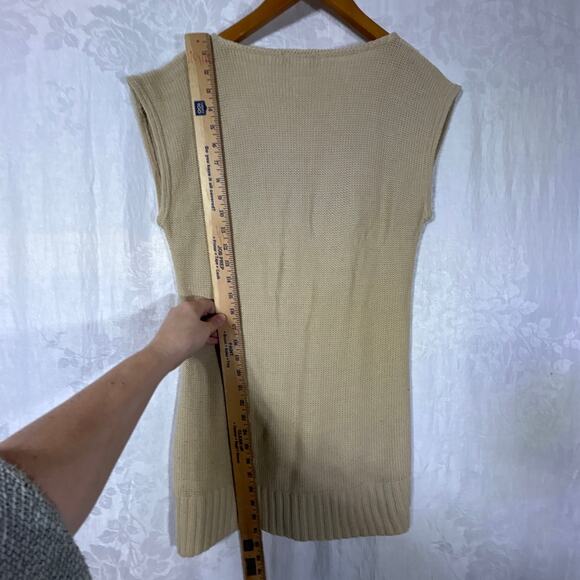 Sweater Project Vintage Large Beige Open Knit Sleeveless Long USA - Picture 8 of 8